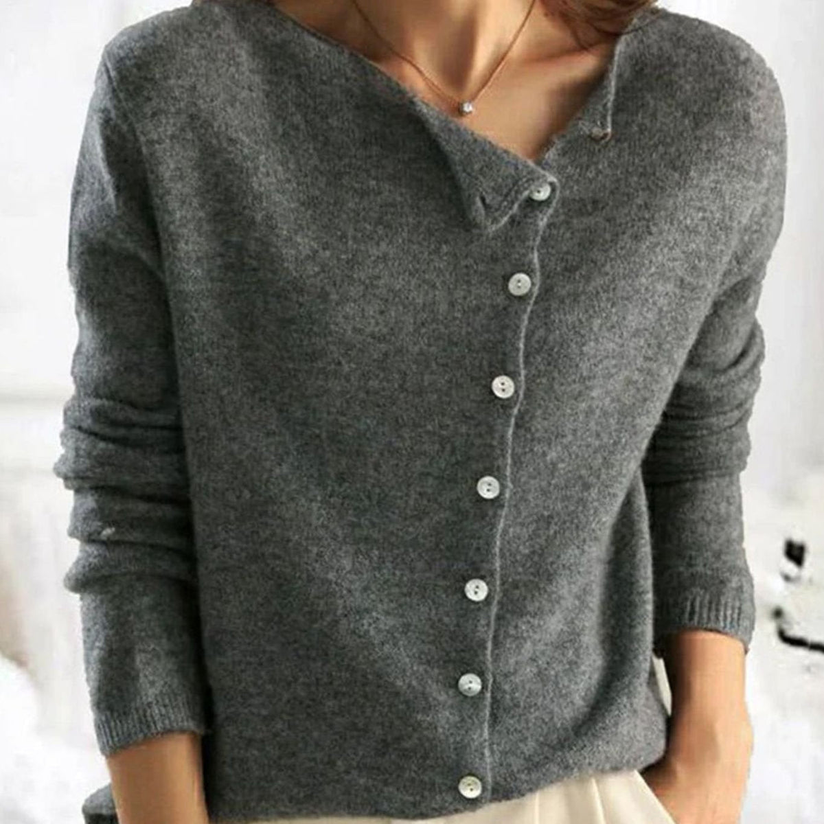 Women's Relaxed Fit Button-Front Cardigan Knit Sweater