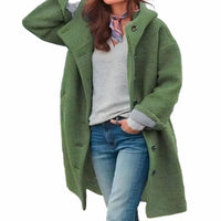 Women's Relaxed-Fit Button-Front Long Winter Coat