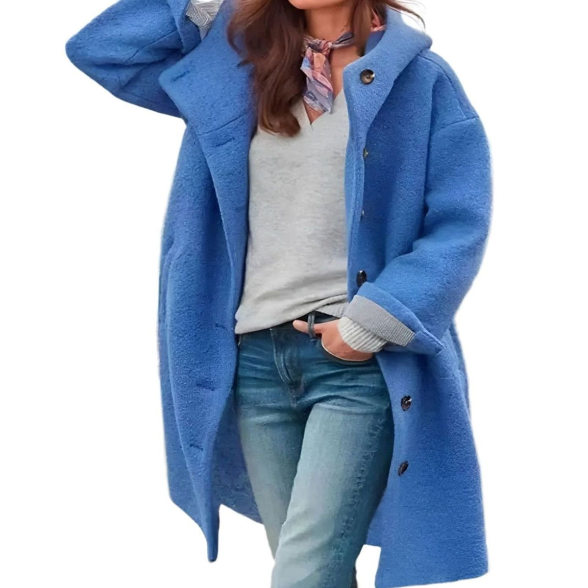 Women's Relaxed-Fit Button-Front Long Winter Coat