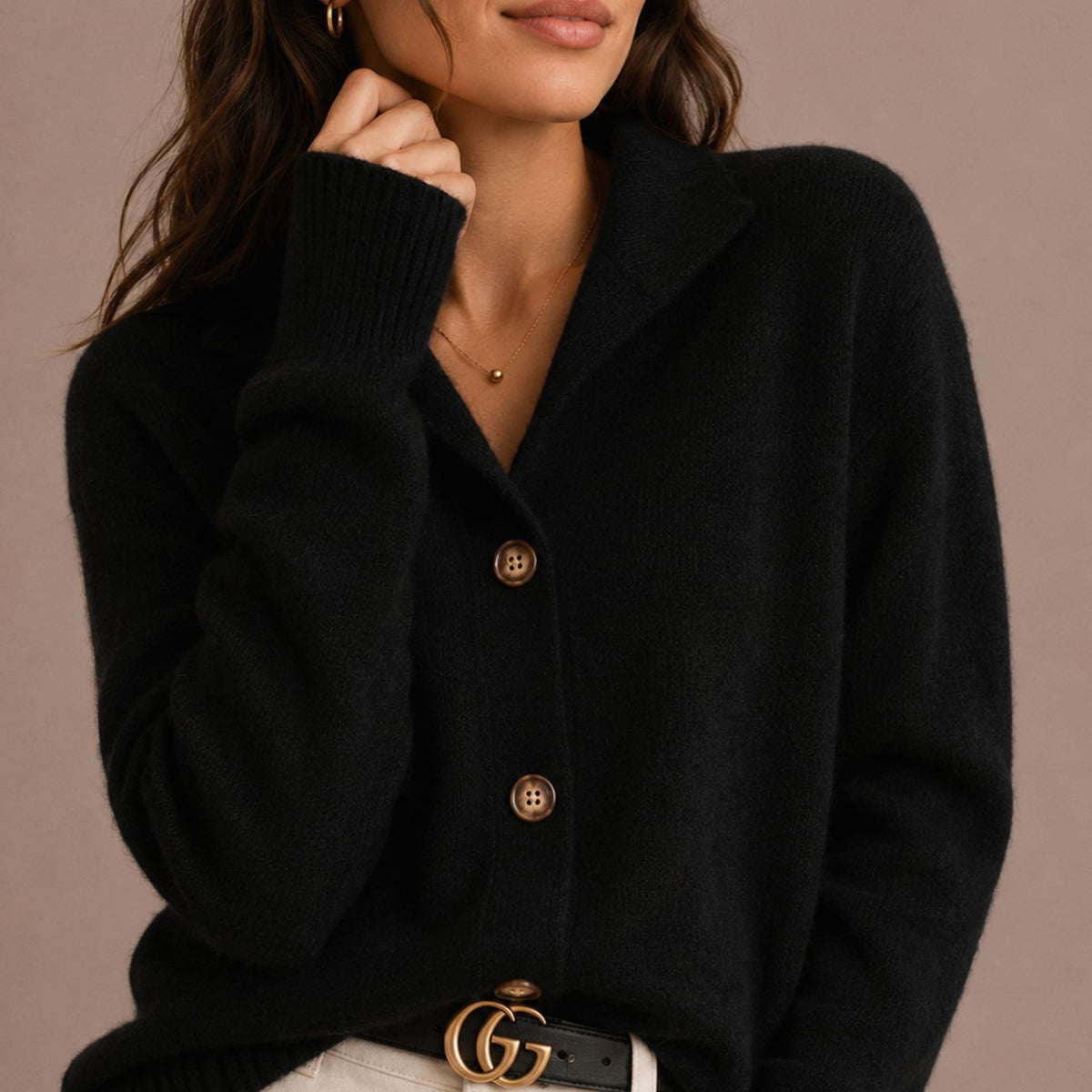 Women's Relaxed-Fit Collared Button-Up Knit Cardigan Sweater