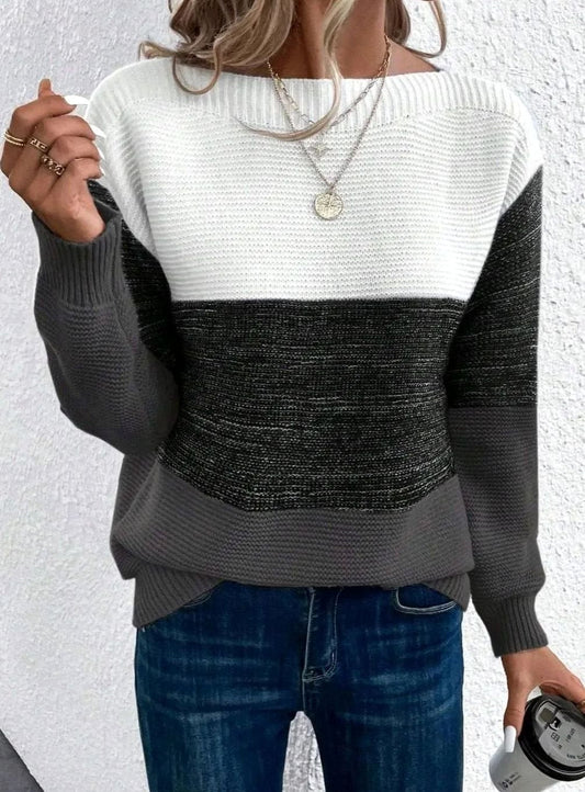 Women's Relaxed-Fit Color-Block Cashmere Sweater