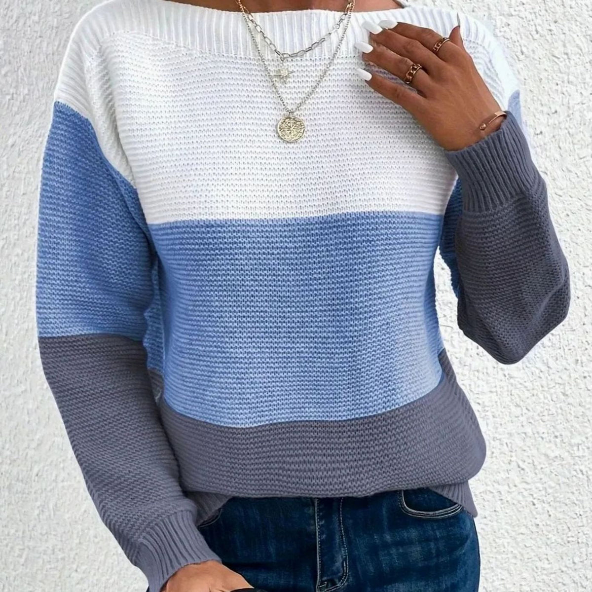 Women's Relaxed-Fit Color-Block Cashmere Sweater
