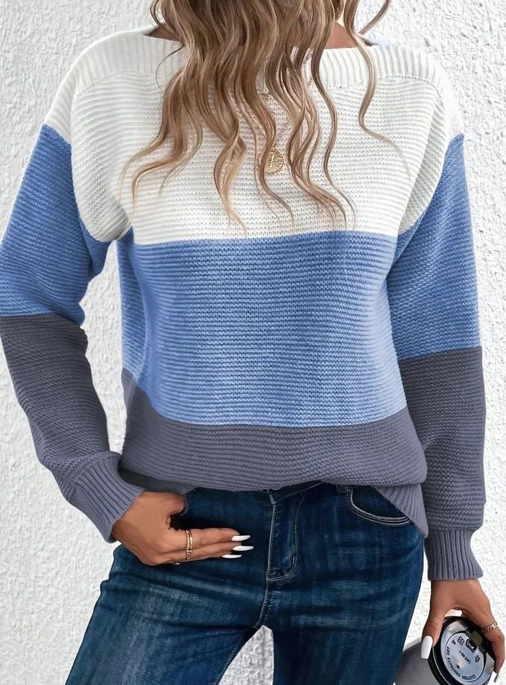 Women's Relaxed-Fit Color-Block Cashmere Sweater