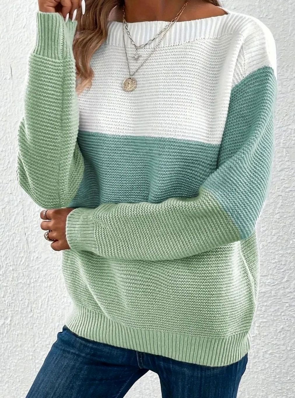 Women's Relaxed-Fit Color-Block Cashmere Sweater