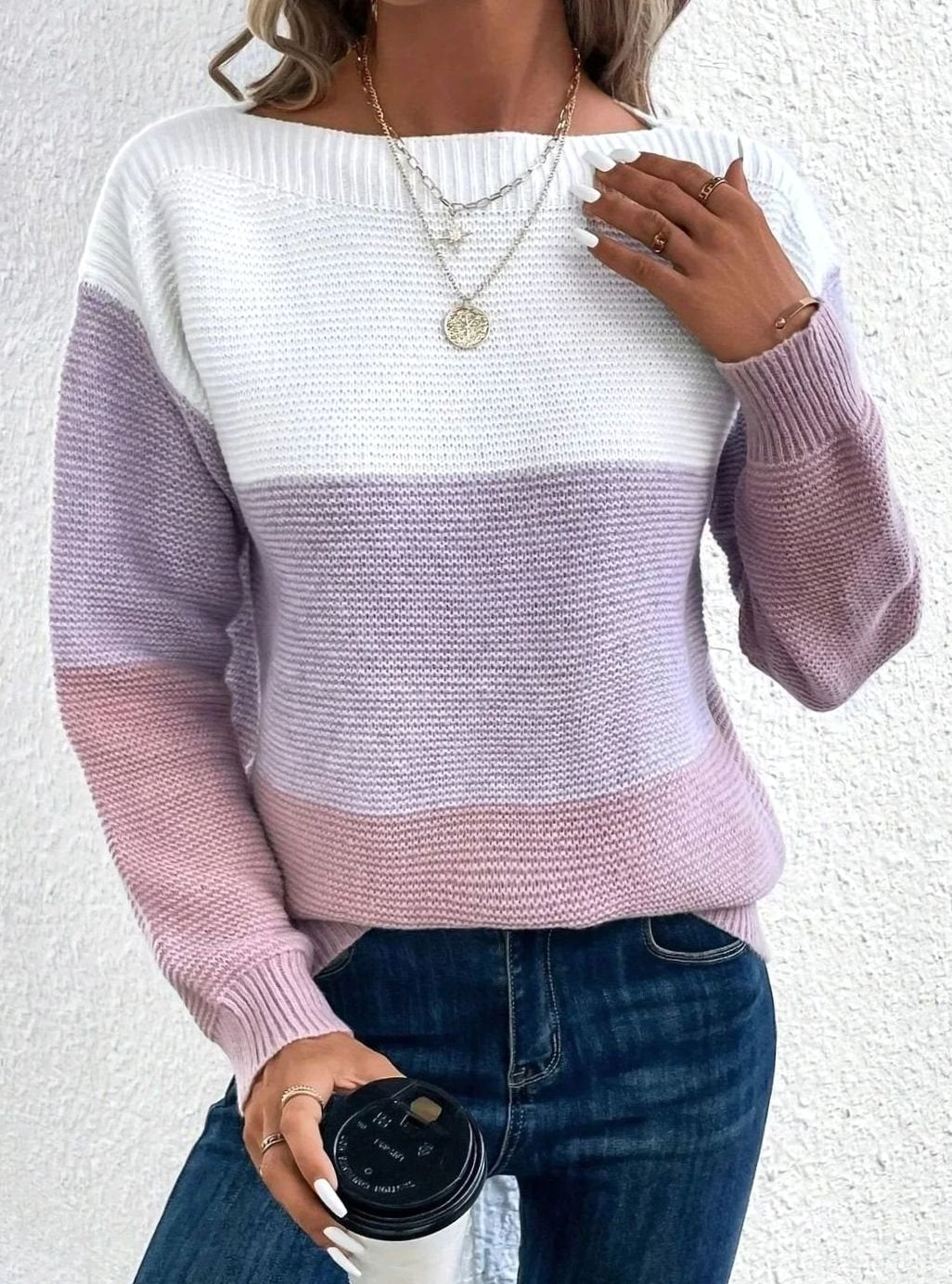 Women's Relaxed-Fit Color-Block Cashmere Sweater