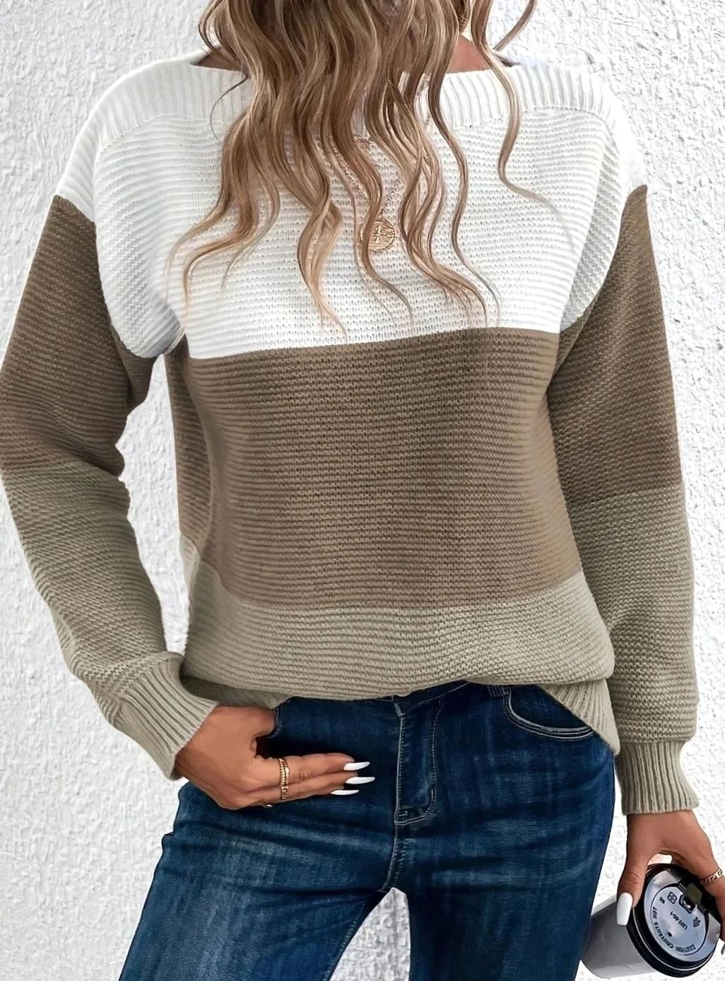 Women's Relaxed-Fit Color-Block Cashmere Sweater