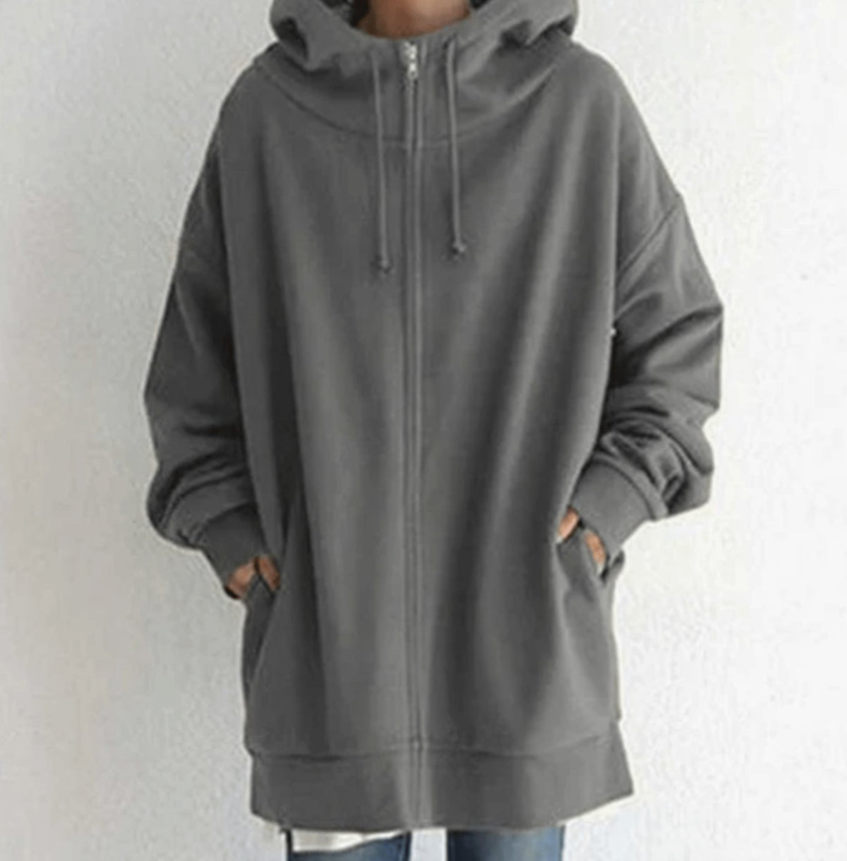 Women's Relaxed-Fit Full-Zip Long Hoodie