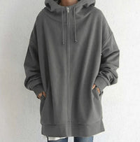 Women's Relaxed-Fit Full-Zip Long Hoodie