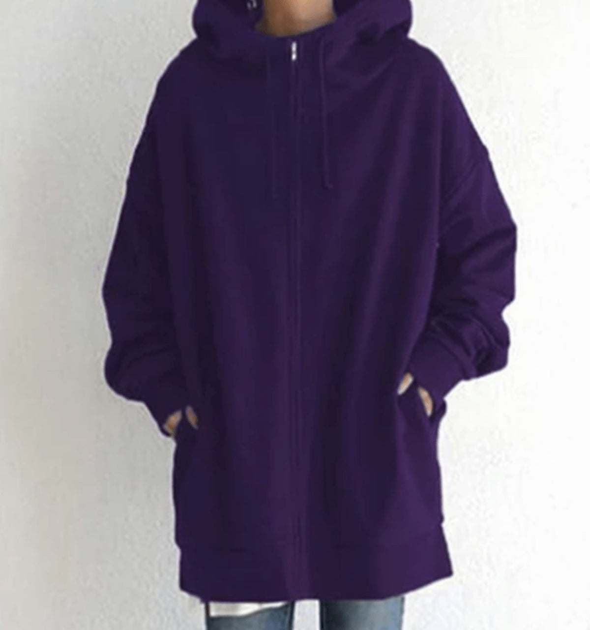 Women's Relaxed-Fit Full-Zip Long Hoodie