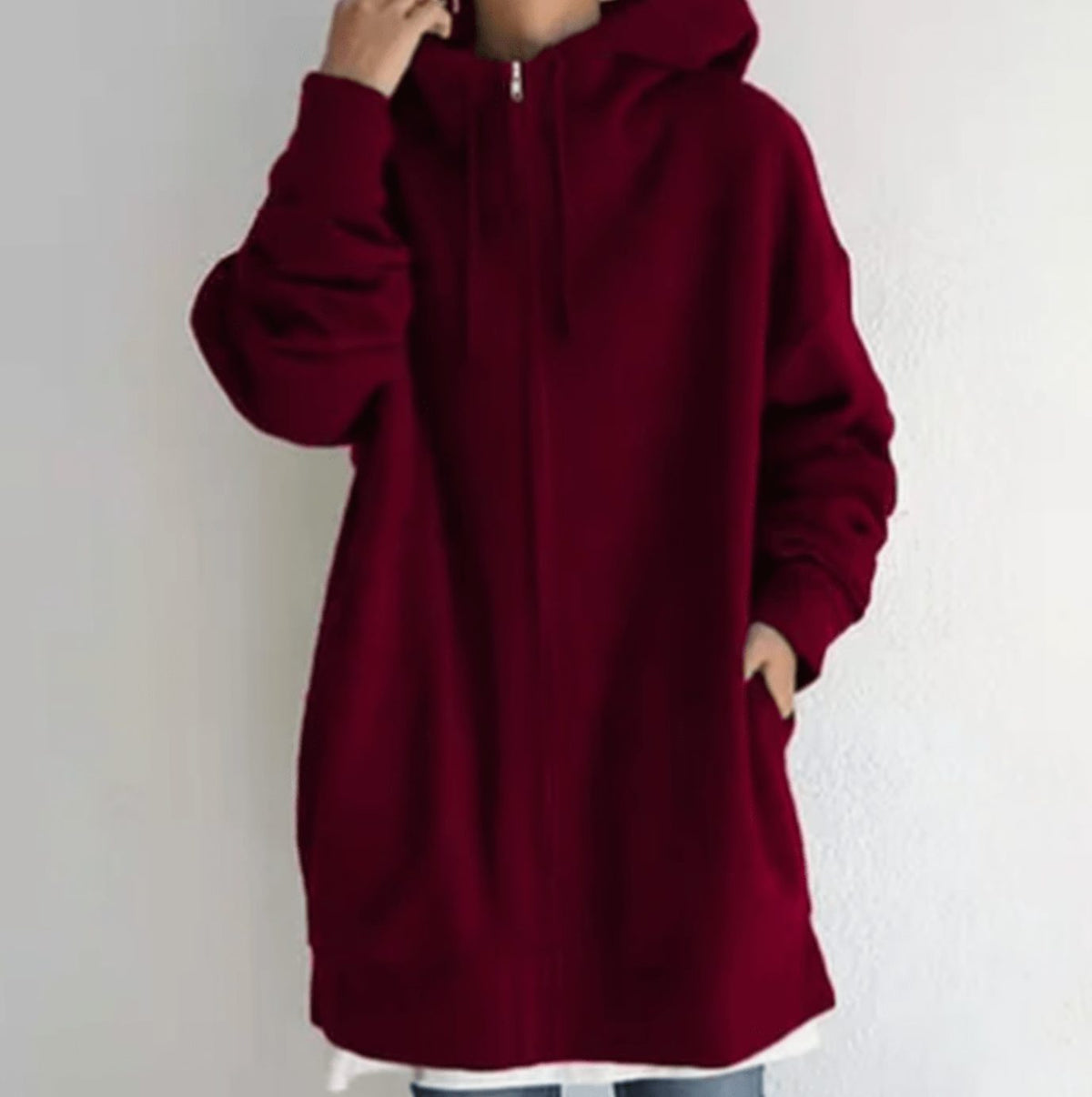 Women's Relaxed-Fit Full-Zip Long Hoodie