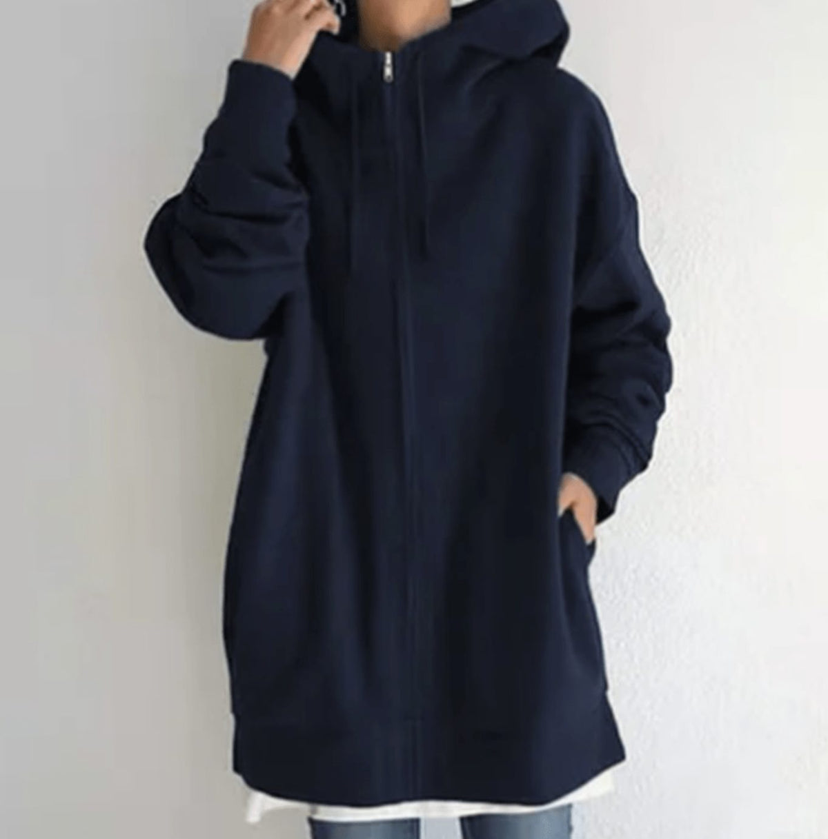 Women's Relaxed-Fit Full-Zip Long Hoodie