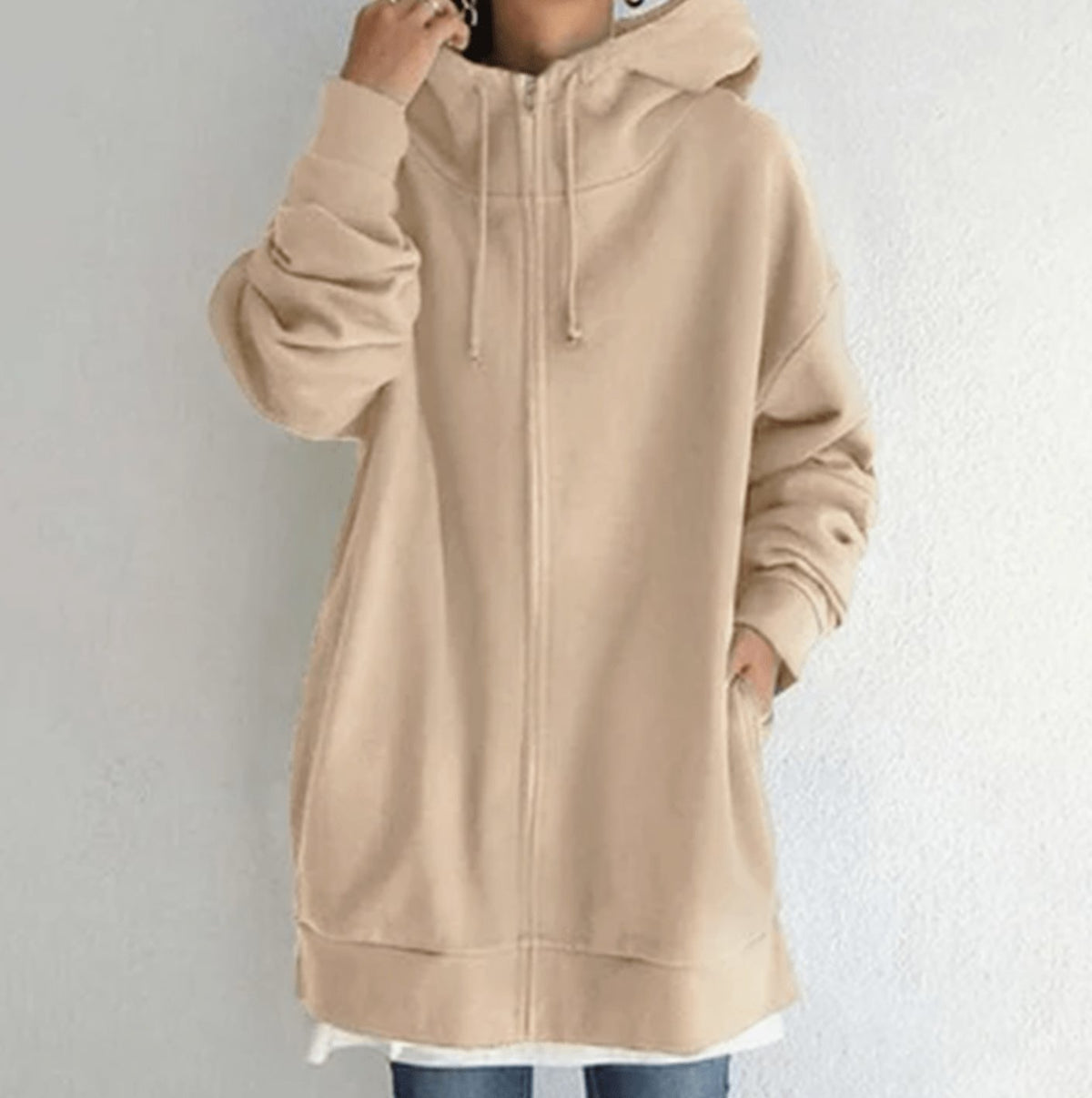 Women's Relaxed-Fit Full-Zip Long Hoodie