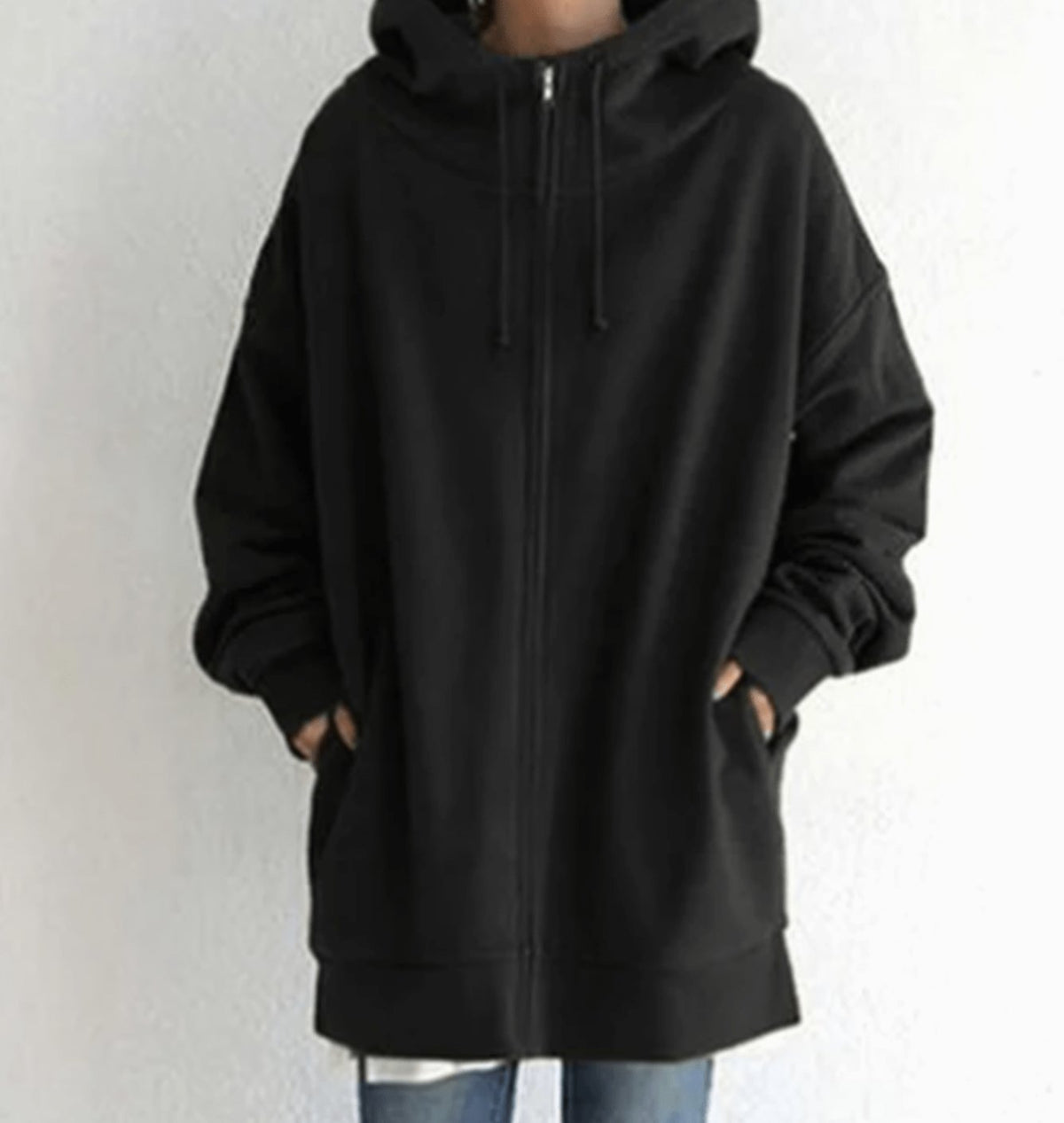 Women's Relaxed-Fit Full-Zip Long Hoodie