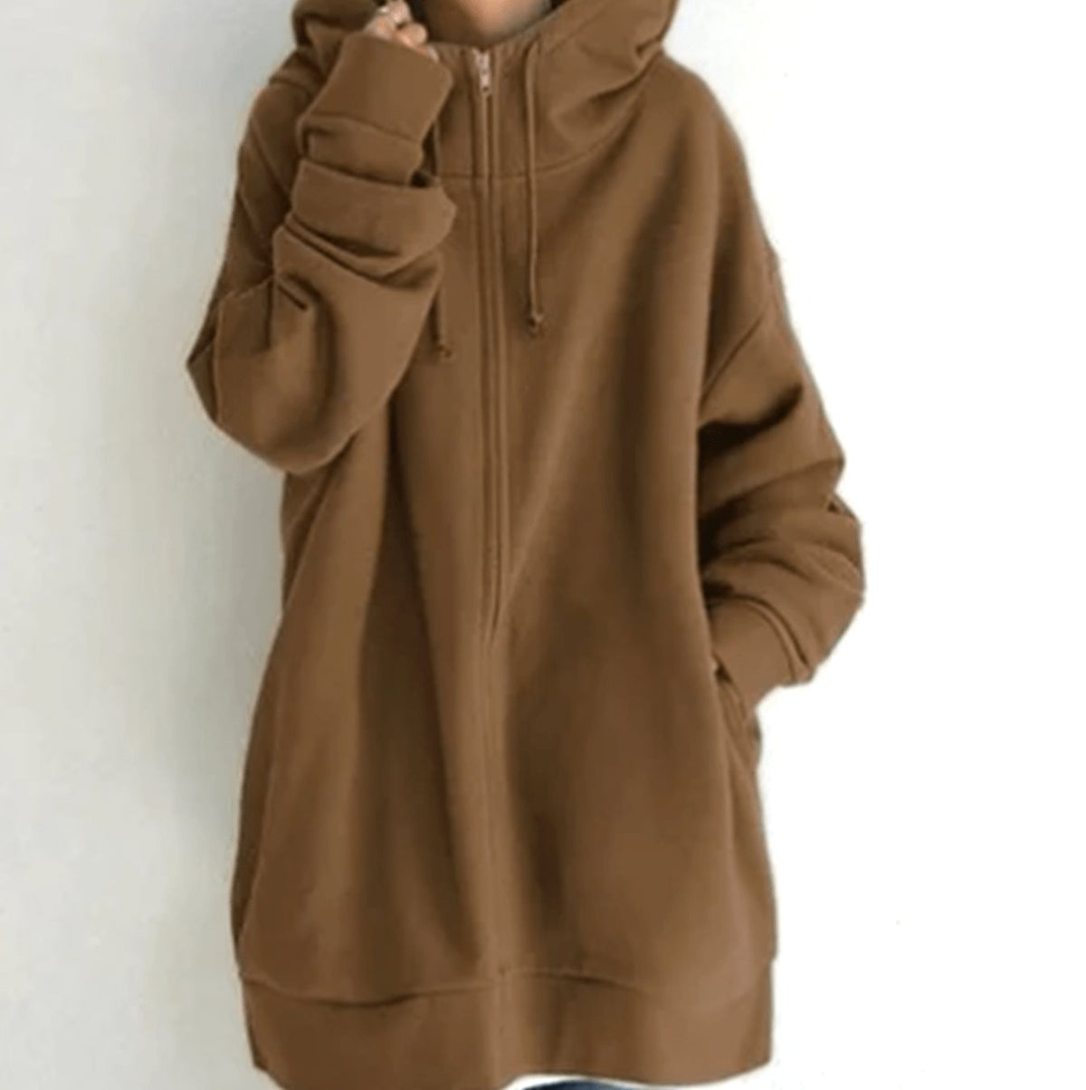 Women's Relaxed-Fit Full-Zip Long Hoodie