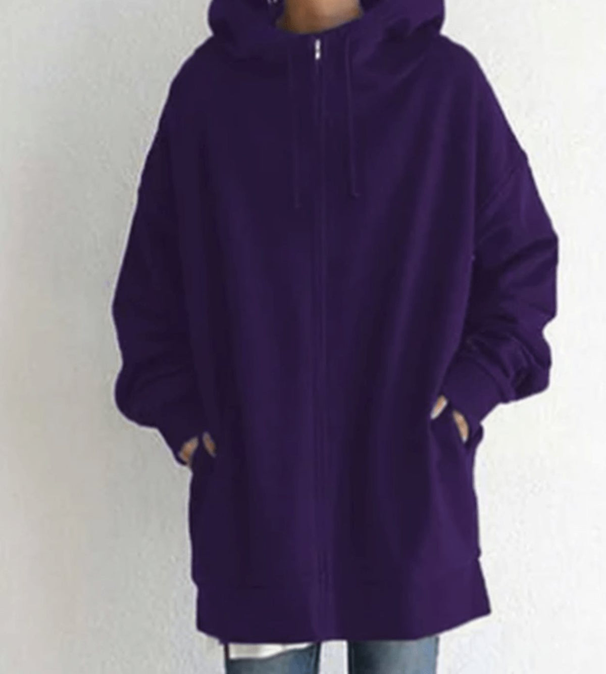 Women's Relaxed-Fit Full-Zip Long Hoodie
