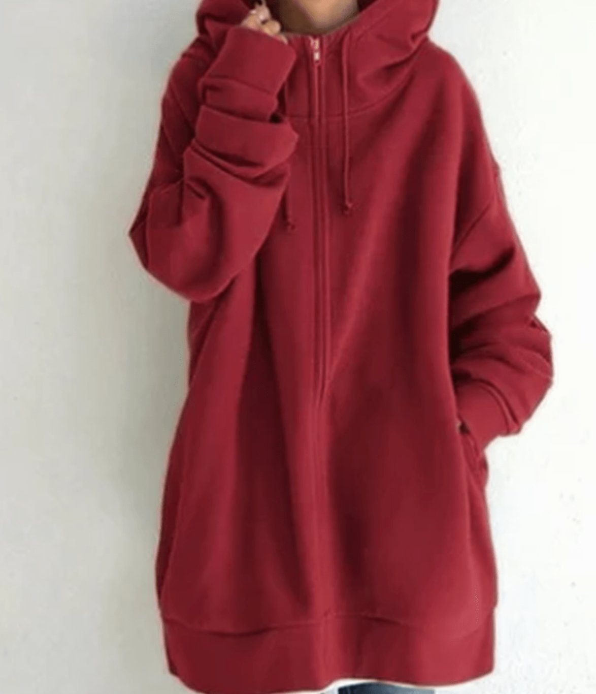 Women's Relaxed-Fit Full-Zip Long Hoodie