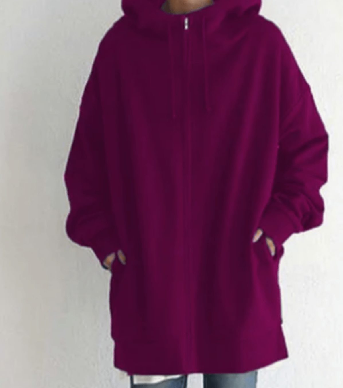 Women's Relaxed-Fit Full-Zip Long Hoodie