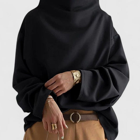 Women's Relaxed-Fit Mock-Neck Long-Sleeve Sweatshirt Top