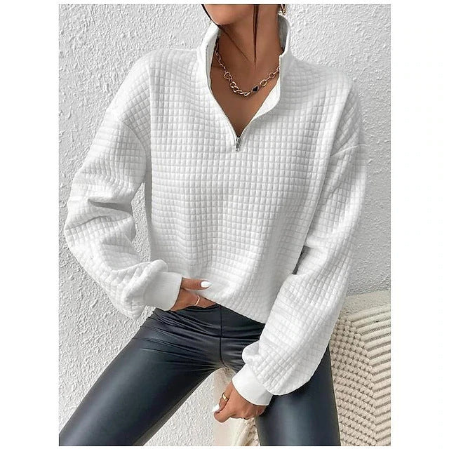 Women's Relaxed Fit Quilted Half-Zip Sweatshirt