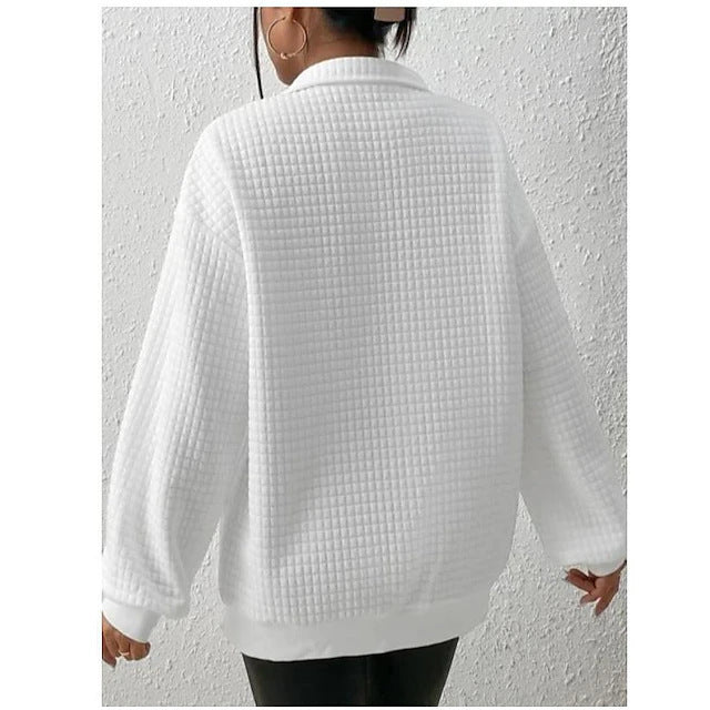 Women's Relaxed Fit Quilted Half-Zip Sweatshirt