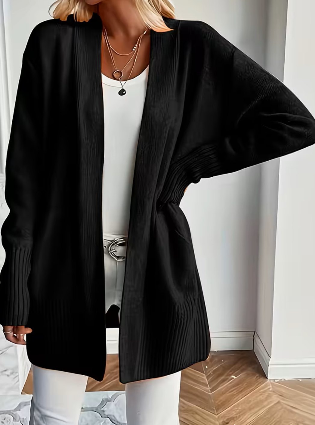 Gilet en maille pour femme à coupe décontractée et devant ouvert