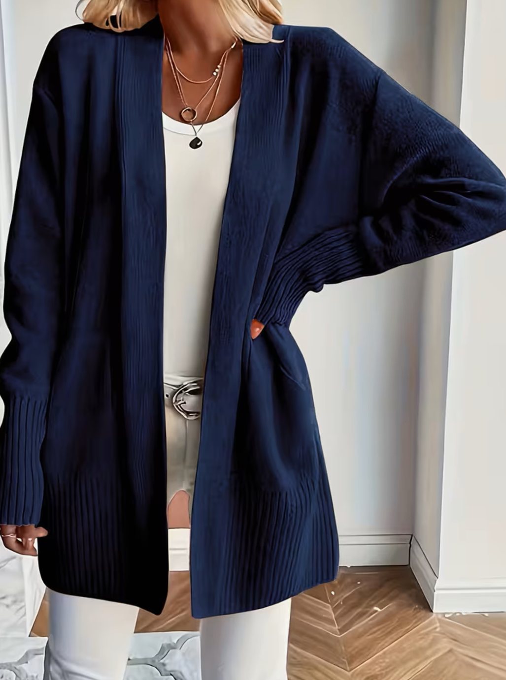 Gilet en maille pour femme à coupe décontractée et devant ouvert