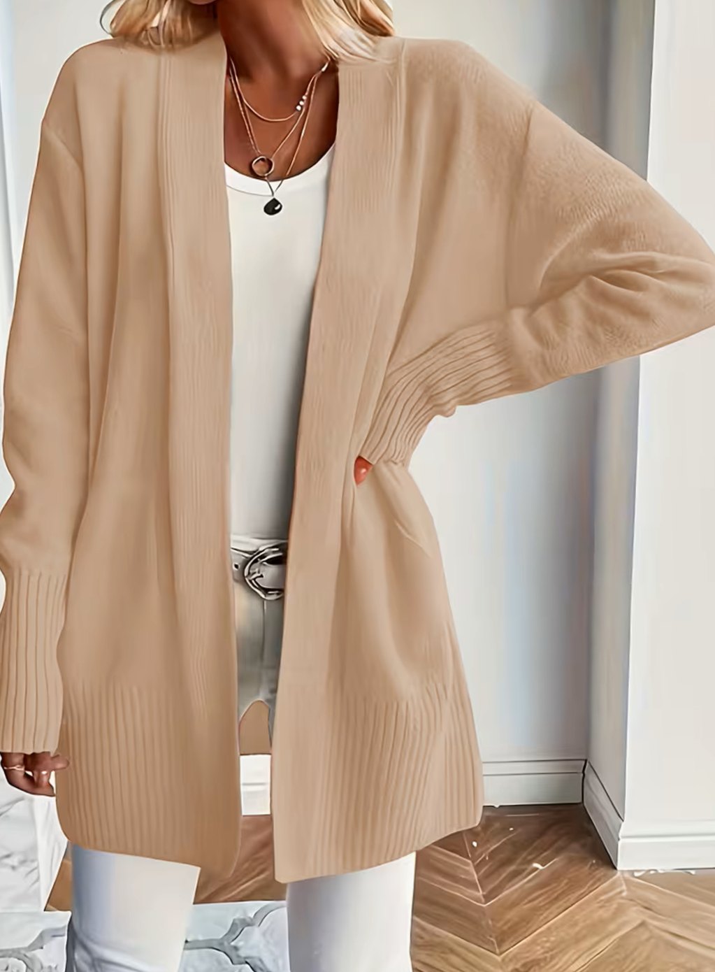 Gilet en maille pour femme à coupe décontractée et devant ouvert