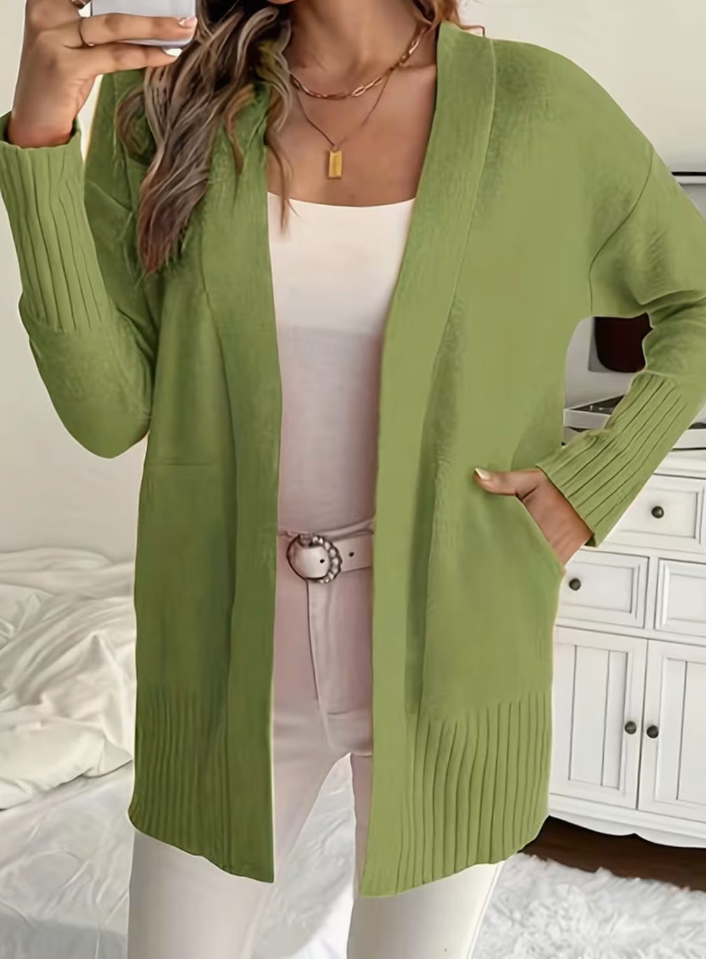 Gilet en maille pour femme à coupe décontractée et devant ouvert