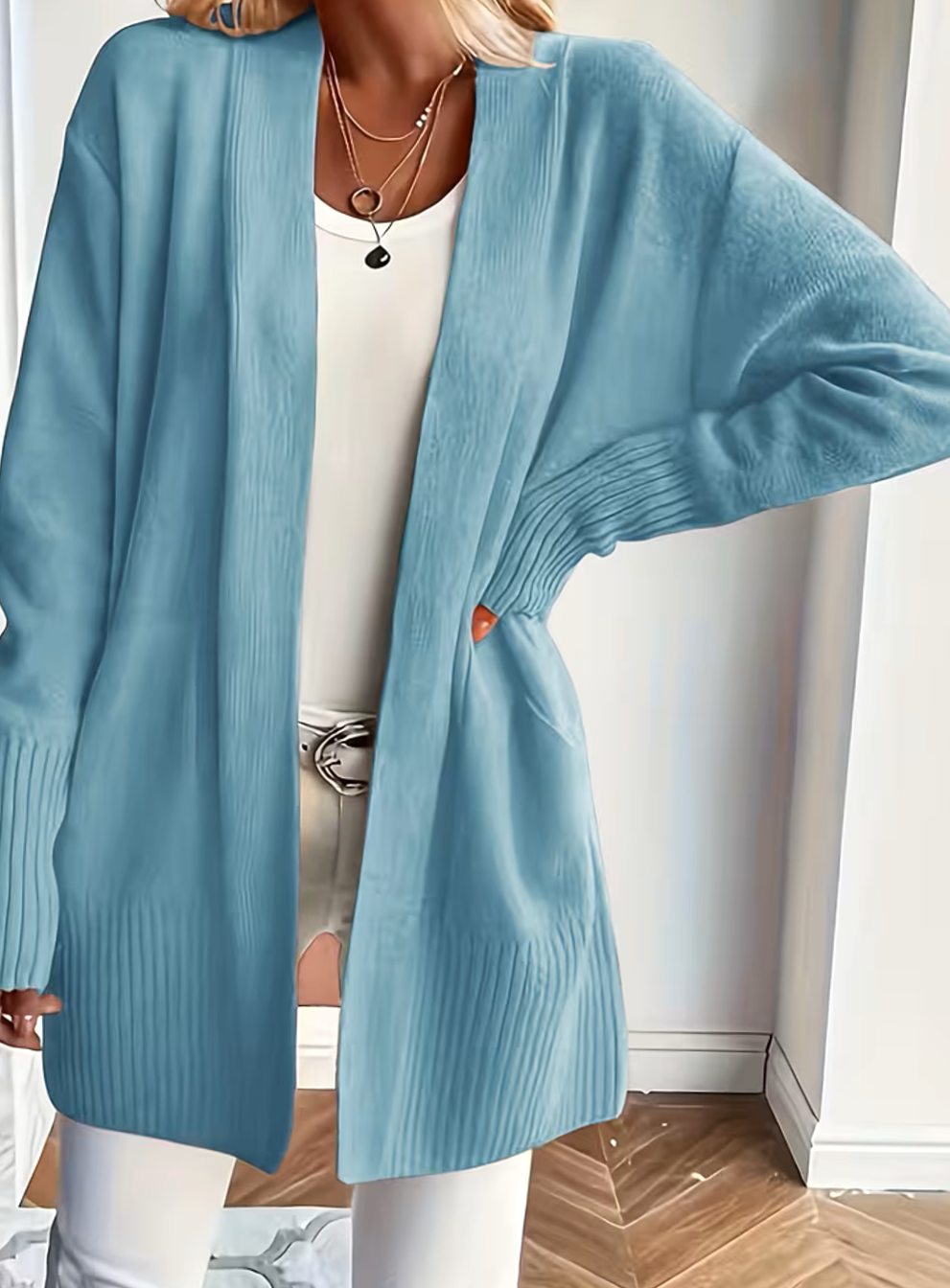 Gilet en maille pour femme à coupe décontractée et devant ouvert