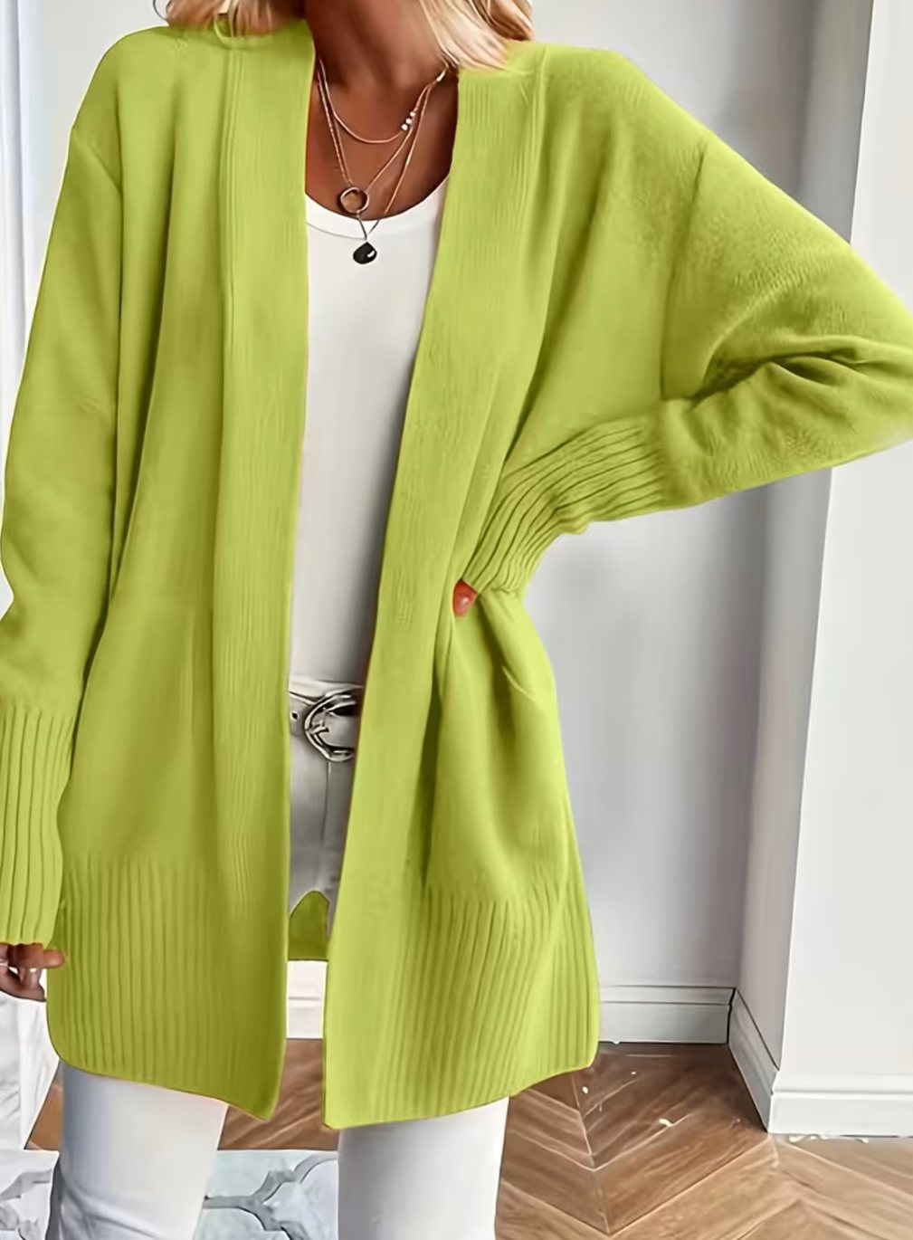 Gilet en maille pour femme à coupe décontractée et devant ouvert