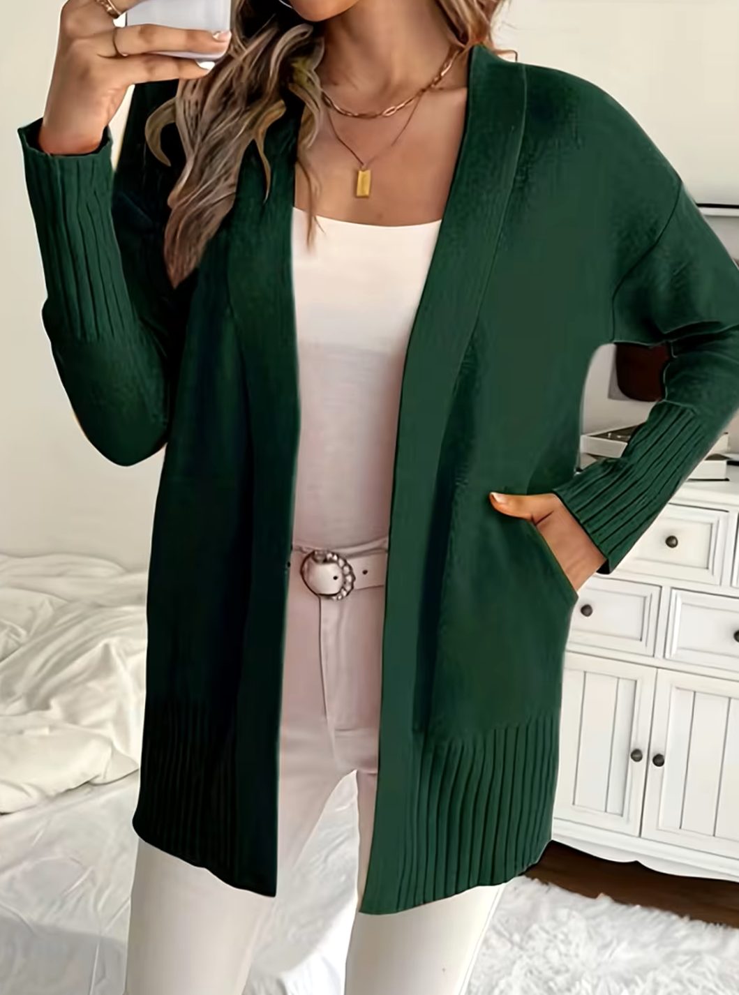Gilet en maille pour femme à coupe décontractée et devant ouvert