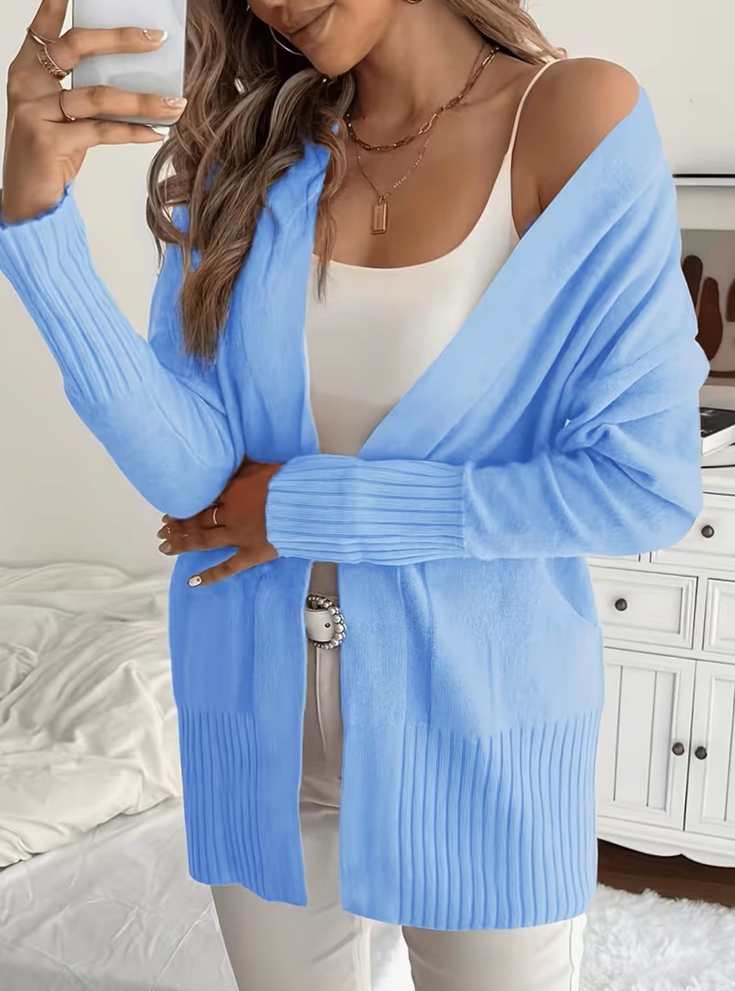 Gilet en maille pour femme à coupe décontractée et devant ouvert