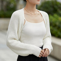 Boléro cardigan court en maille côtelée pour femme
