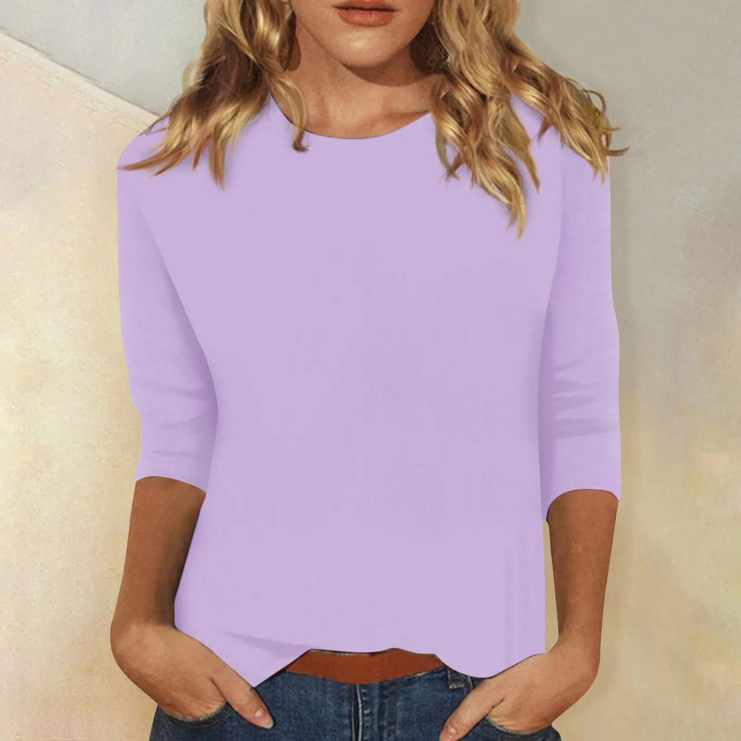 Women's Round Neck 3/4 Sleeve Top