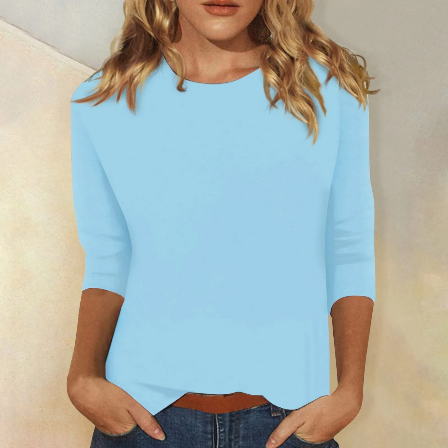 Women's Round Neck 3/4 Sleeve Top