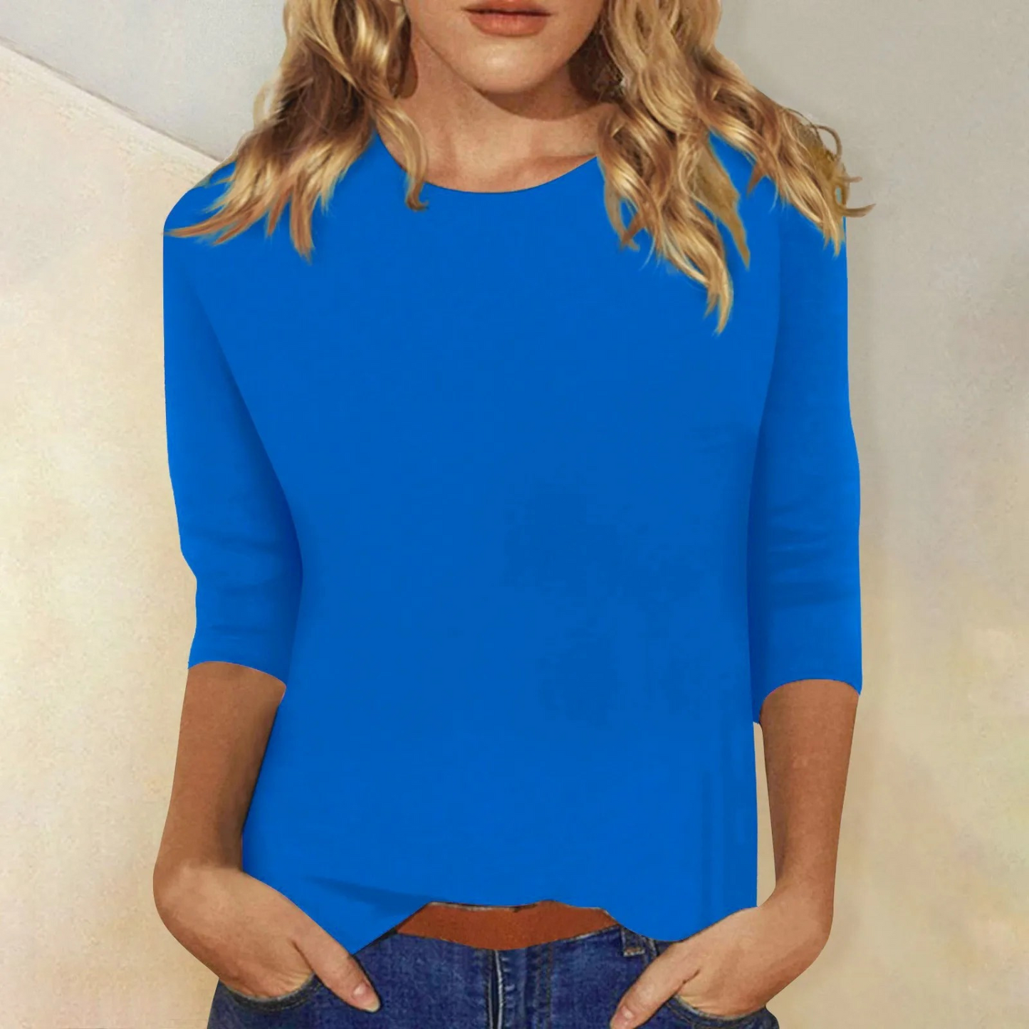Women's Round Neck 3/4 Sleeve Top
