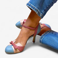 Tacones de Punta Redonda para Mujer con Correas Ajustables