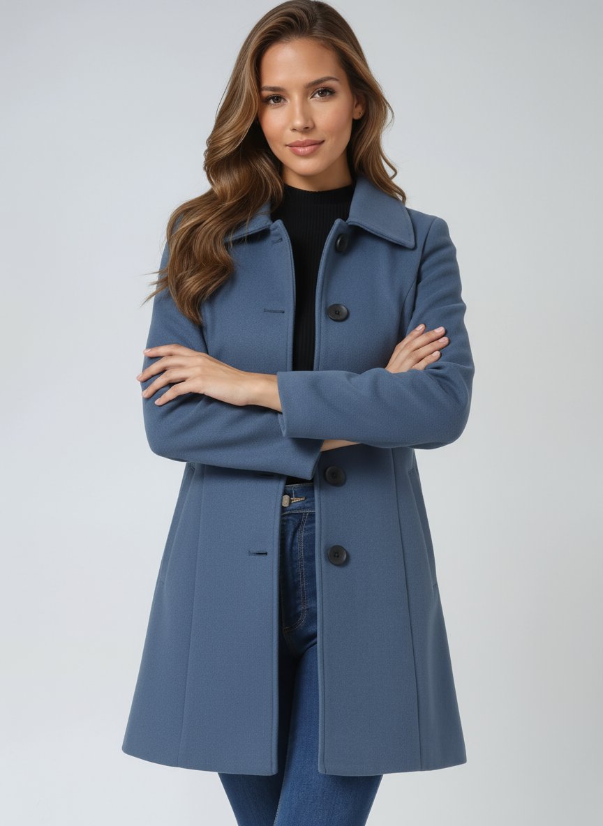 Manteau d'hiver structuré pour femme à revers simple boutonnage