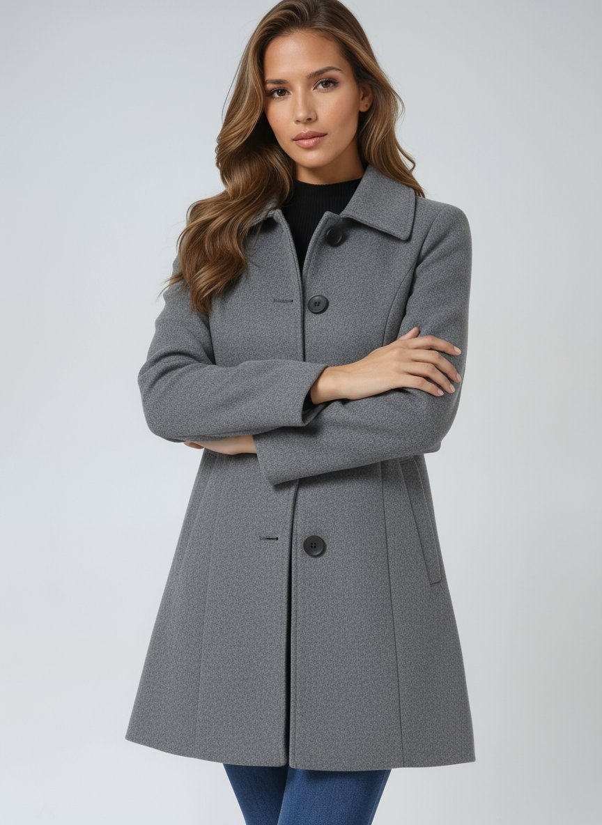 Manteau d'hiver structuré pour femme à revers simple boutonnage