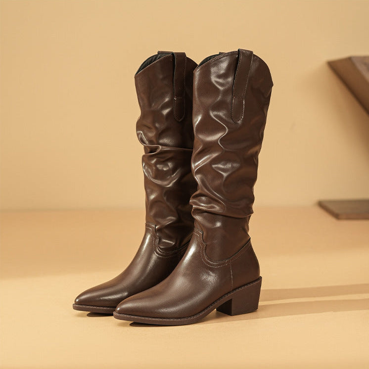 Women's Slouch Boots with Block Heel