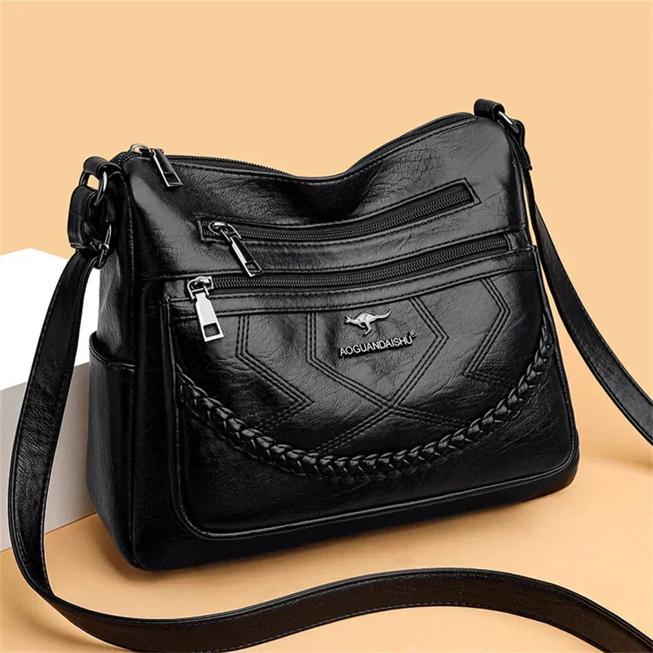 Sac à bandoulière en cuir souple pour femmes