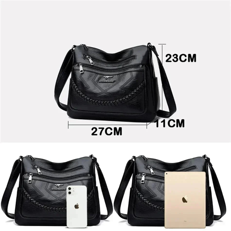 Sac à bandoulière en cuir souple pour femmes
