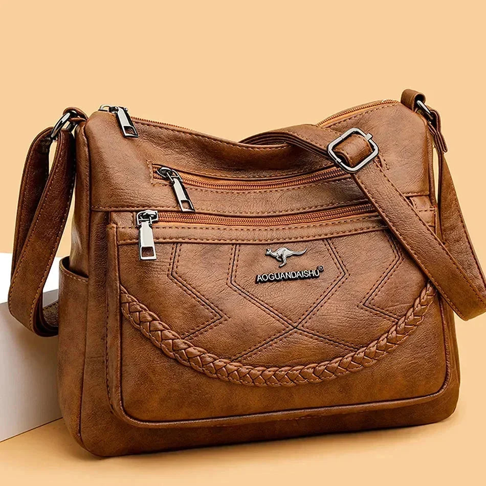 Sac à bandoulière en cuir souple pour femmes
