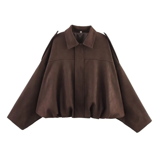 Women's Soft Oversized Suede Jacket for Stylish Everyday Wear