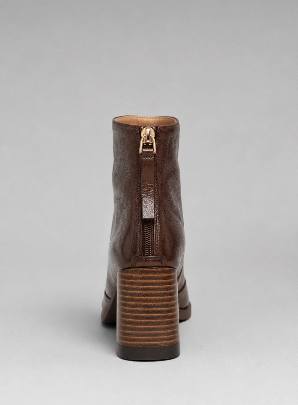 Women's Square-Toe Leather Block Heel Ankle Boots