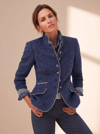 Women's Stand-Collar Button-Front Wool-Look Blazer Jacket