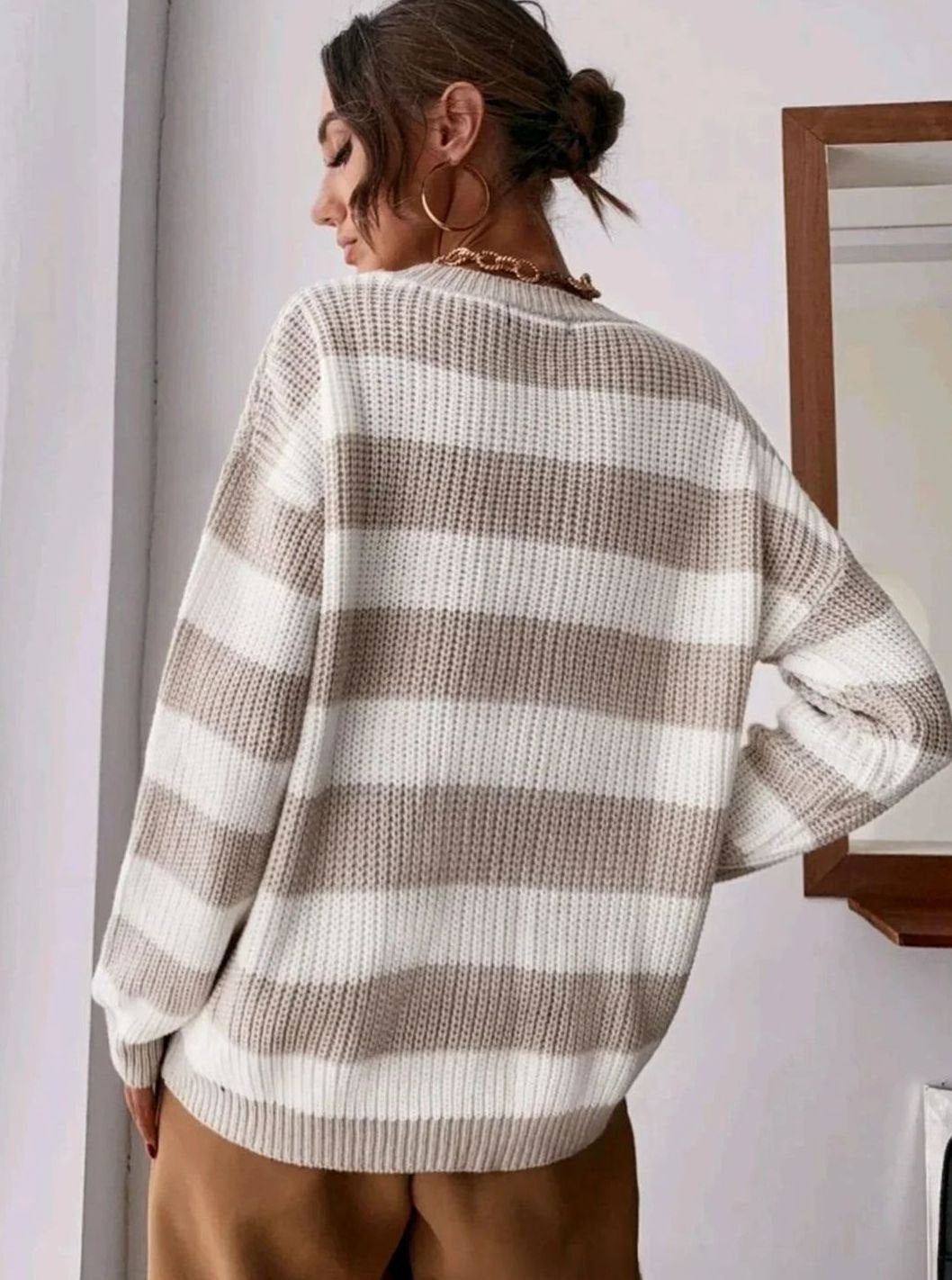Women's Striped Crewneck Relaxed-Fit Knit Sweater