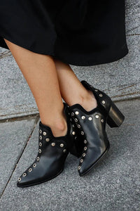 Bottines pour femme à bout pointu, clous et talon bloc