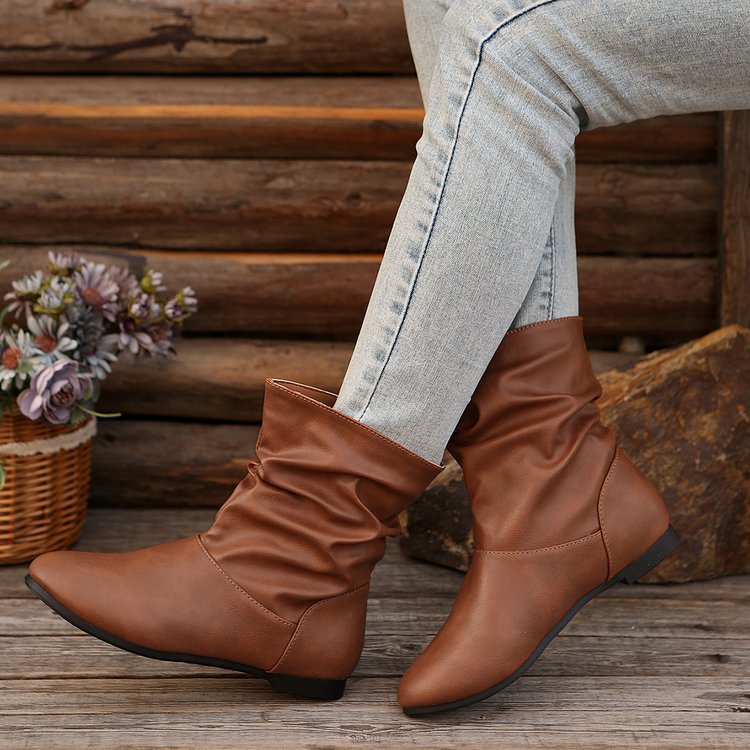 Bottines élégantes pour femme avec design froncé raffiné et tige douce