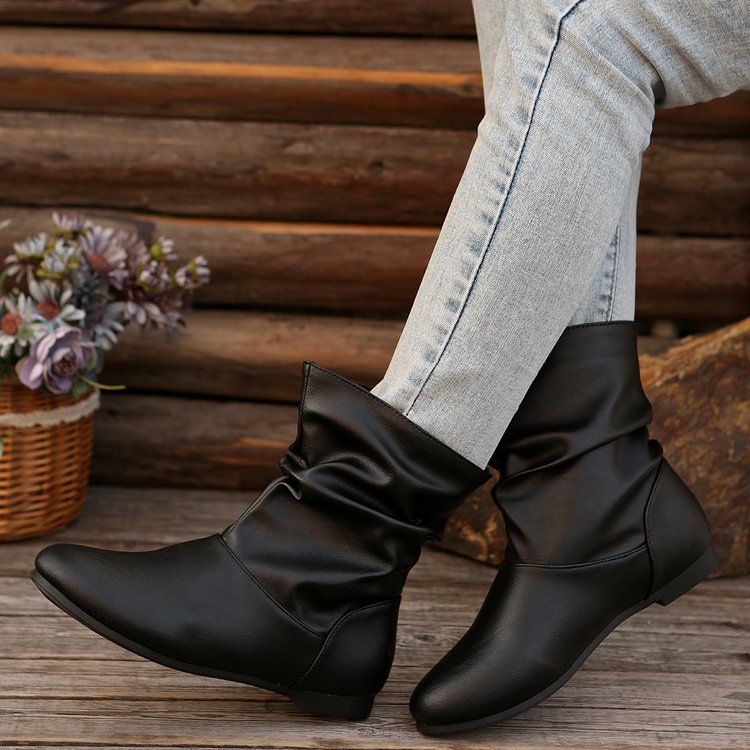 Bottines élégantes pour femme avec design froncé raffiné et tige douce